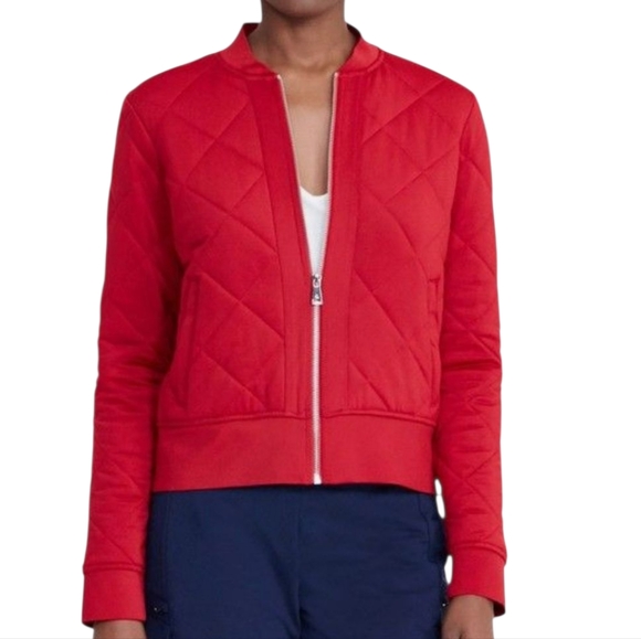 Ralph Lauren Jacket Coat Quilted Puffer‎ Red Bomber Preppy Luxury Boxy Crop S - Picture 1 of 13